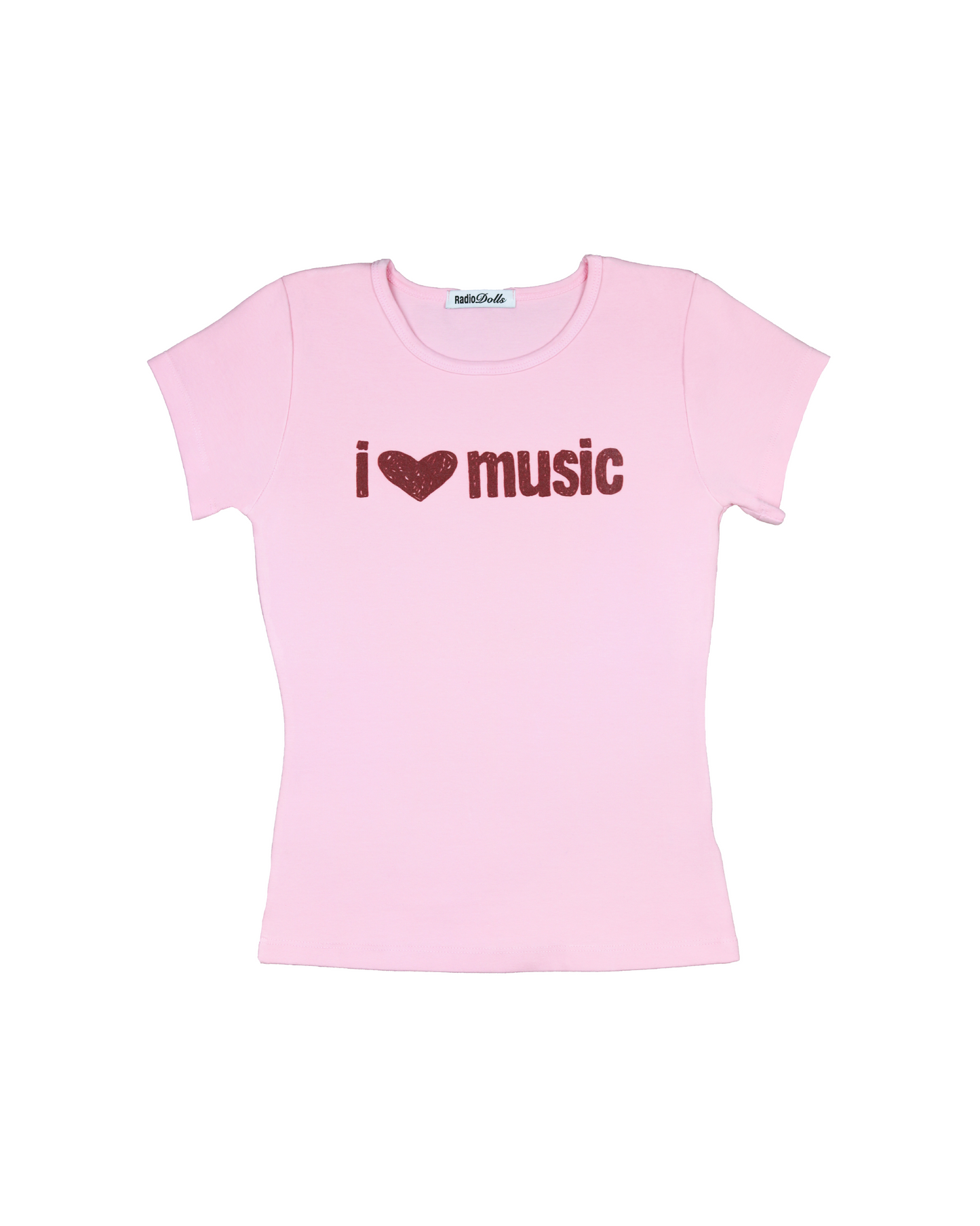 "i love music" pink tee